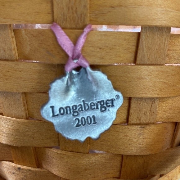 Longaberger 2001 Measuring Basket 5" Swing Handle Plastic Liner Hope Charm - Picture 2 of 15